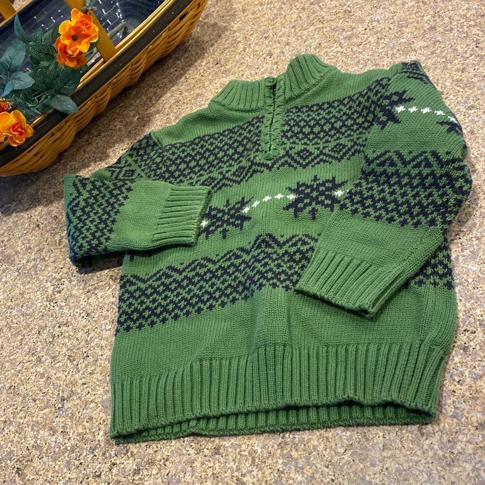Gymboree Kids Pullover Partial Zip Sweater Green Blue Size 3